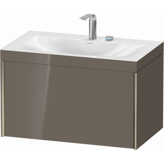 Duravit XViu 31" x 20" x 19" One Drawer C-Bonded Wall-Mount Vanity Kit With Two Tap Holes, Flannel Gray (XV4610EB189C)