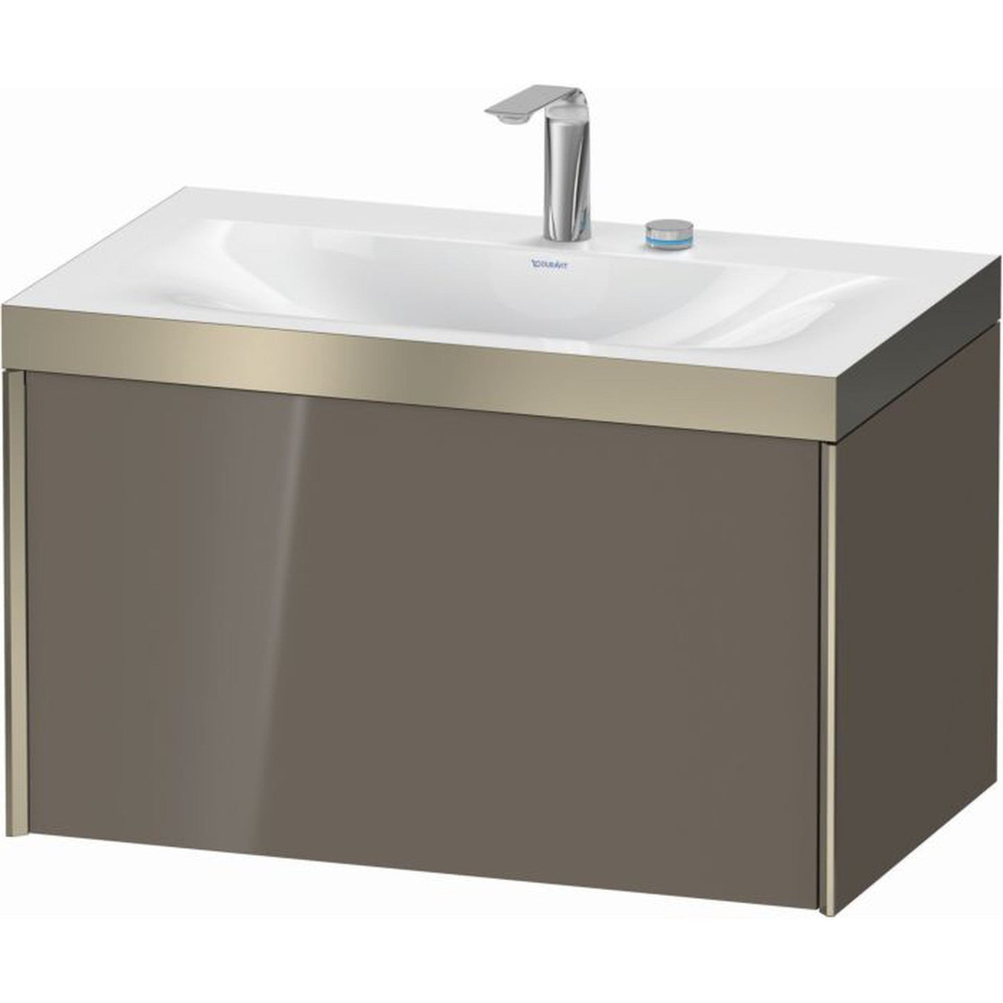 Duravit XViu 31" x 20" x 19" One Drawer C-Bonded Wall-Mount Vanity Kit With Two Tap Holes, Flannel Gray (XV4610EB189P)