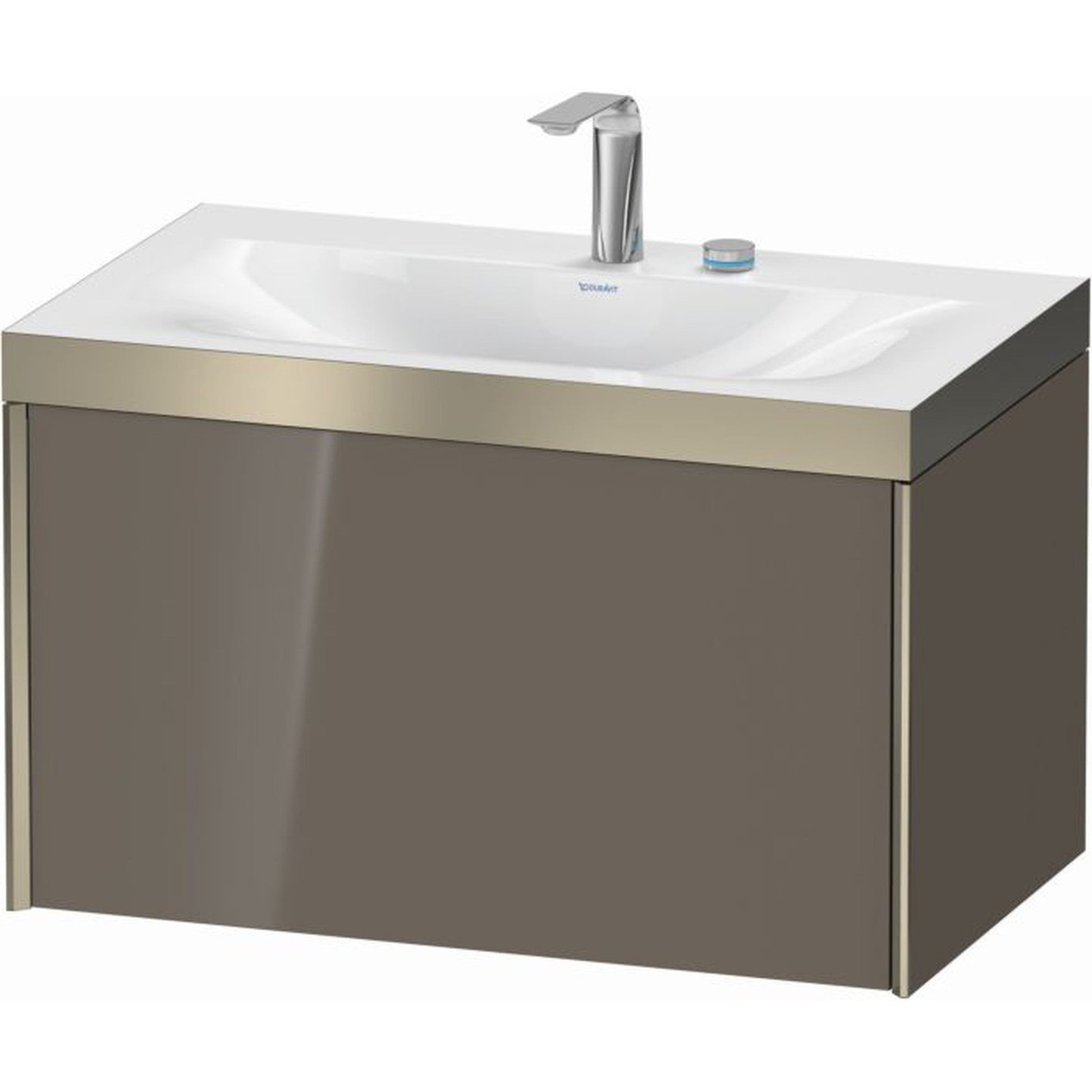 Duravit XViu 31" x 20" x 19" One Drawer C-Bonded Wall-Mount Vanity Kit With Two Tap Holes, Flannel Gray (XV4610EB189P)