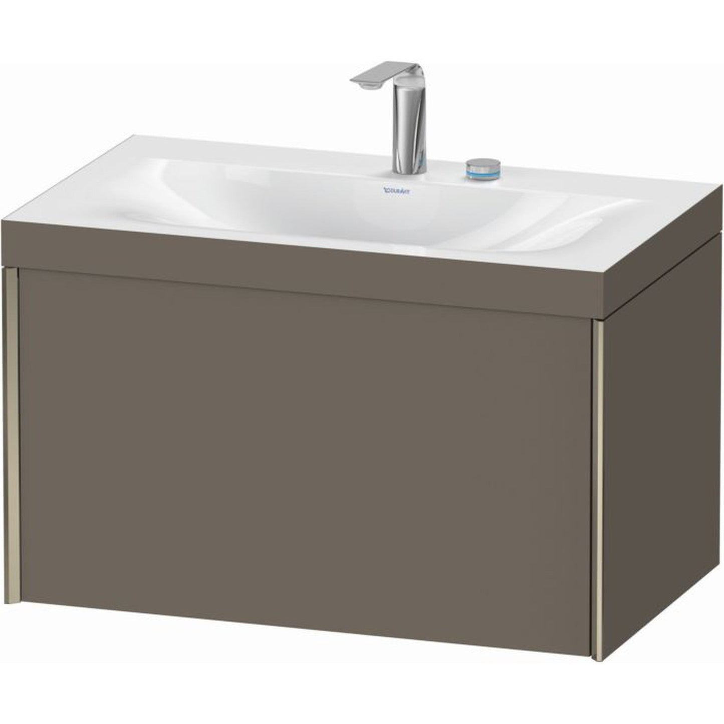 Duravit XViu 31" x 20" x 19" One Drawer C-Bonded Wall-Mount Vanity Kit With Two Tap Holes, Flannel Gray (XV4610EB190C)