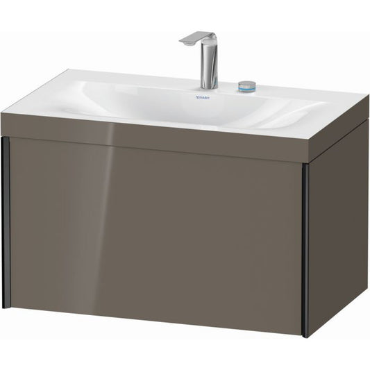 Duravit XViu 31" x 20" x 19" One Drawer C-Bonded Wall-Mount Vanity Kit With Two Tap Holes, Flannel Gray (XV4610EB289C)