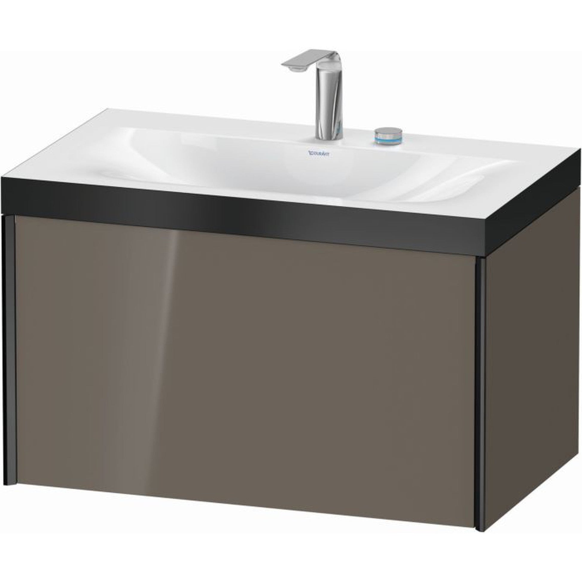 Duravit XViu 31" x 20" x 19" One Drawer C-Bonded Wall-Mount Vanity Kit With Two Tap Holes, Flannel Gray (XV4610EB289P)