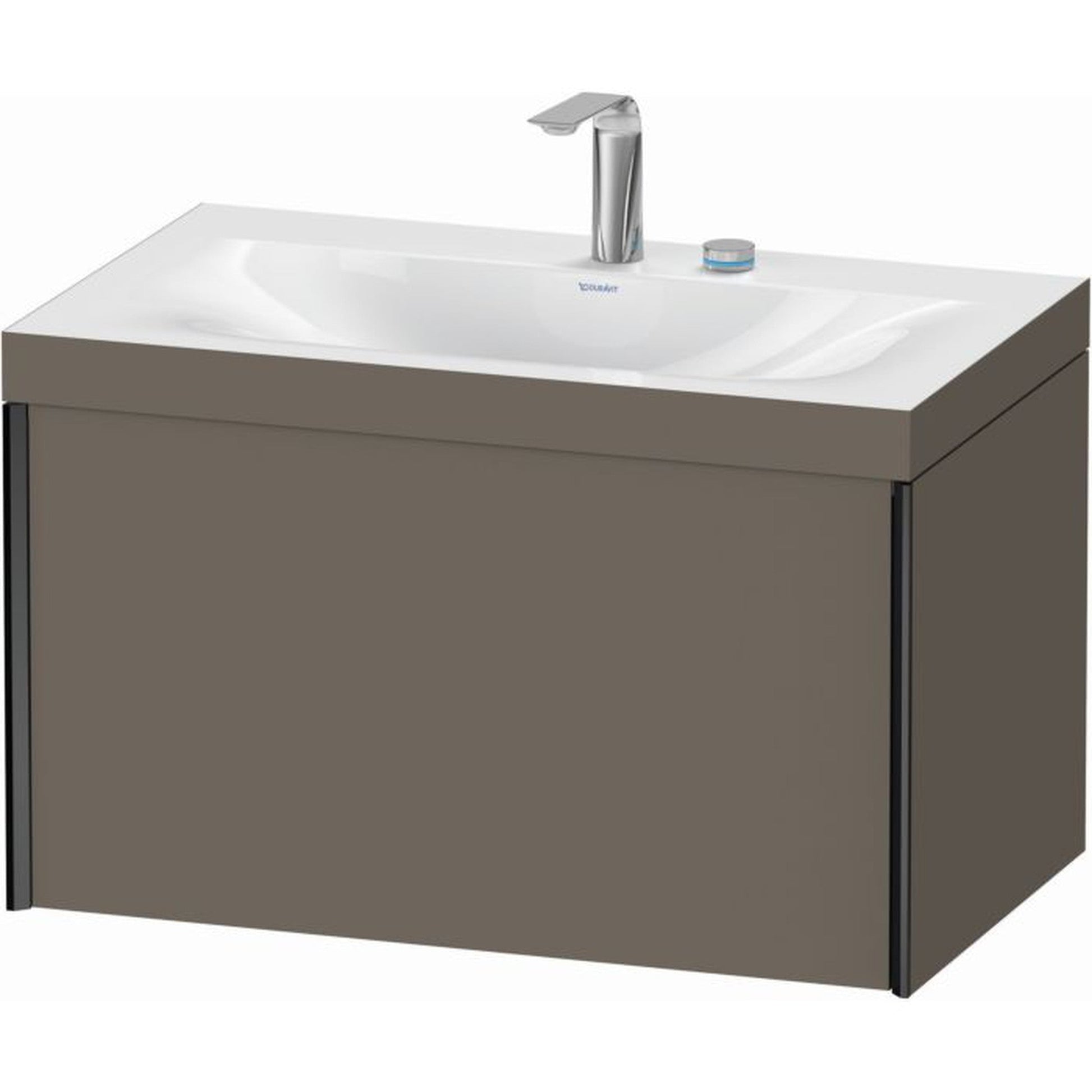 Duravit XViu 31" x 20" x 19" One Drawer C-Bonded Wall-Mount Vanity Kit With Two Tap Holes, Flannel Gray (XV4610EB290C)