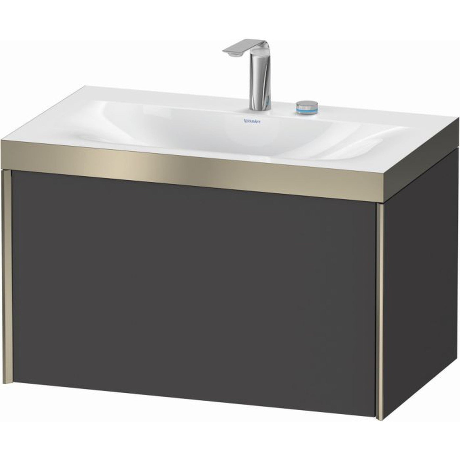 Duravit XViu 31" x 20" x 19" One Drawer C-Bonded Wall-Mount Vanity Kit With Two Tap Holes, Graphite (XV4610EB149P)