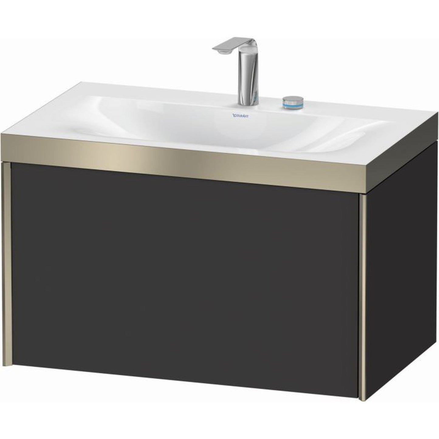 Duravit XViu 31" x 20" x 19" One Drawer C-Bonded Wall-Mount Vanity Kit With Two Tap Holes, Graphite (XV4610EB180P)