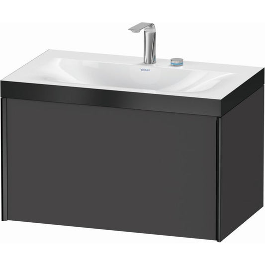 Duravit XViu 31" x 20" x 19" One Drawer C-Bonded Wall-Mount Vanity Kit With Two Tap Holes, Graphite (XV4610EB249P)