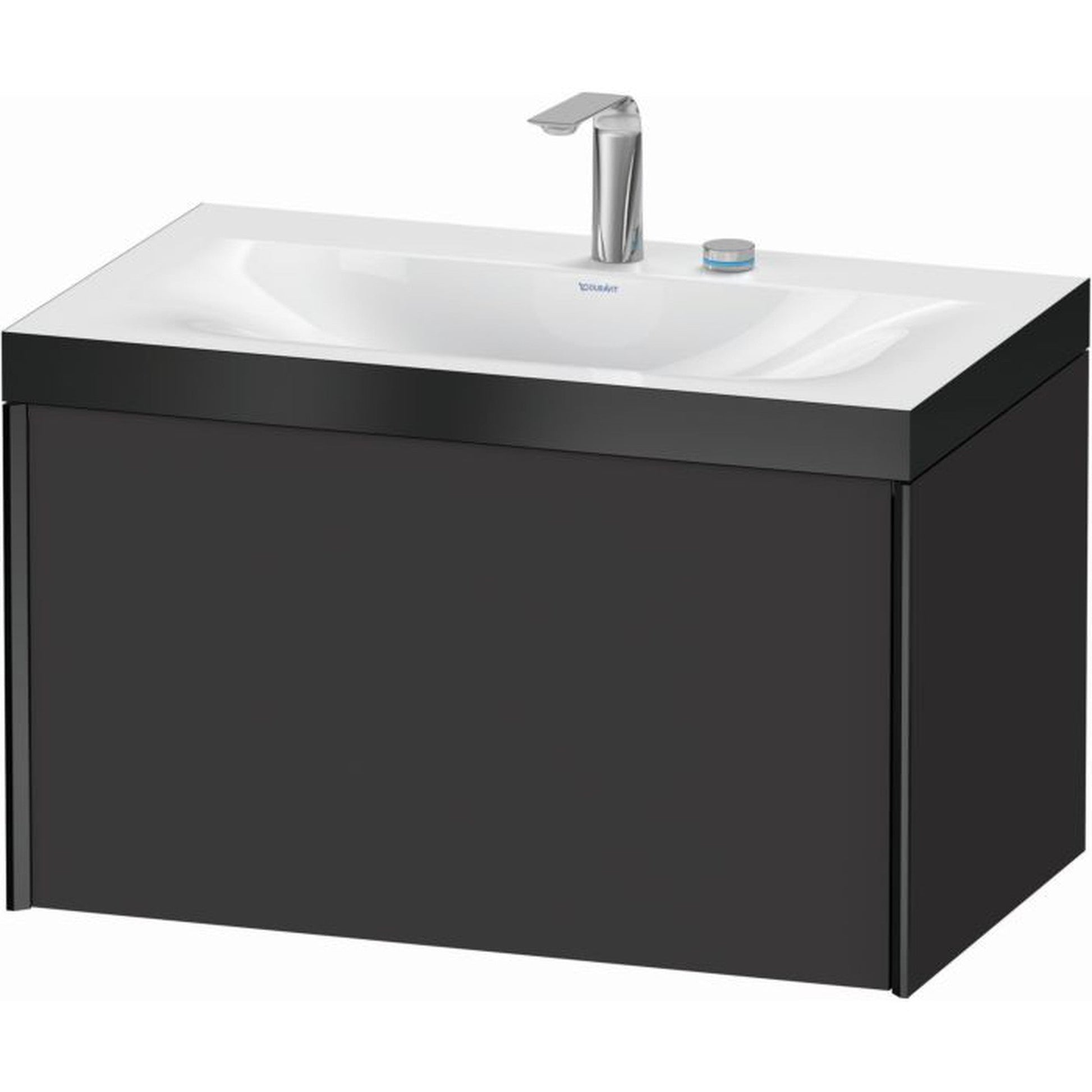 Duravit XViu 31" x 20" x 19" One Drawer C-Bonded Wall-Mount Vanity Kit With Two Tap Holes, Graphite (XV4610EB280P)