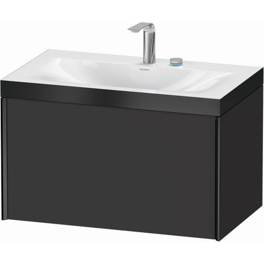 Duravit XViu 31" x 20" x 19" One Drawer C-Bonded Wall-Mount Vanity Kit With Two Tap Holes, Graphite (XV4610EB280P)