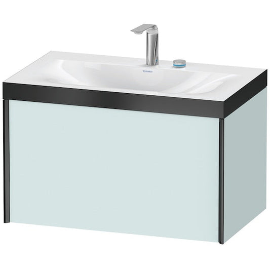Duravit XViu 31" x 20" x 19" One Drawer C-Bonded Wall-Mount Vanity Kit With Two Tap Holes, Light Blue (XV4610EB209P)