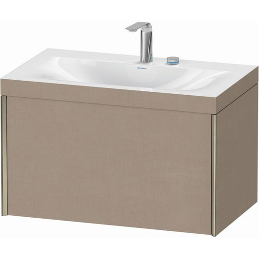 Duravit XViu 31" x 20" x 19" One Drawer C-Bonded Wall-Mount Vanity Kit With Two Tap Holes, Linen (XV4610EB175C)