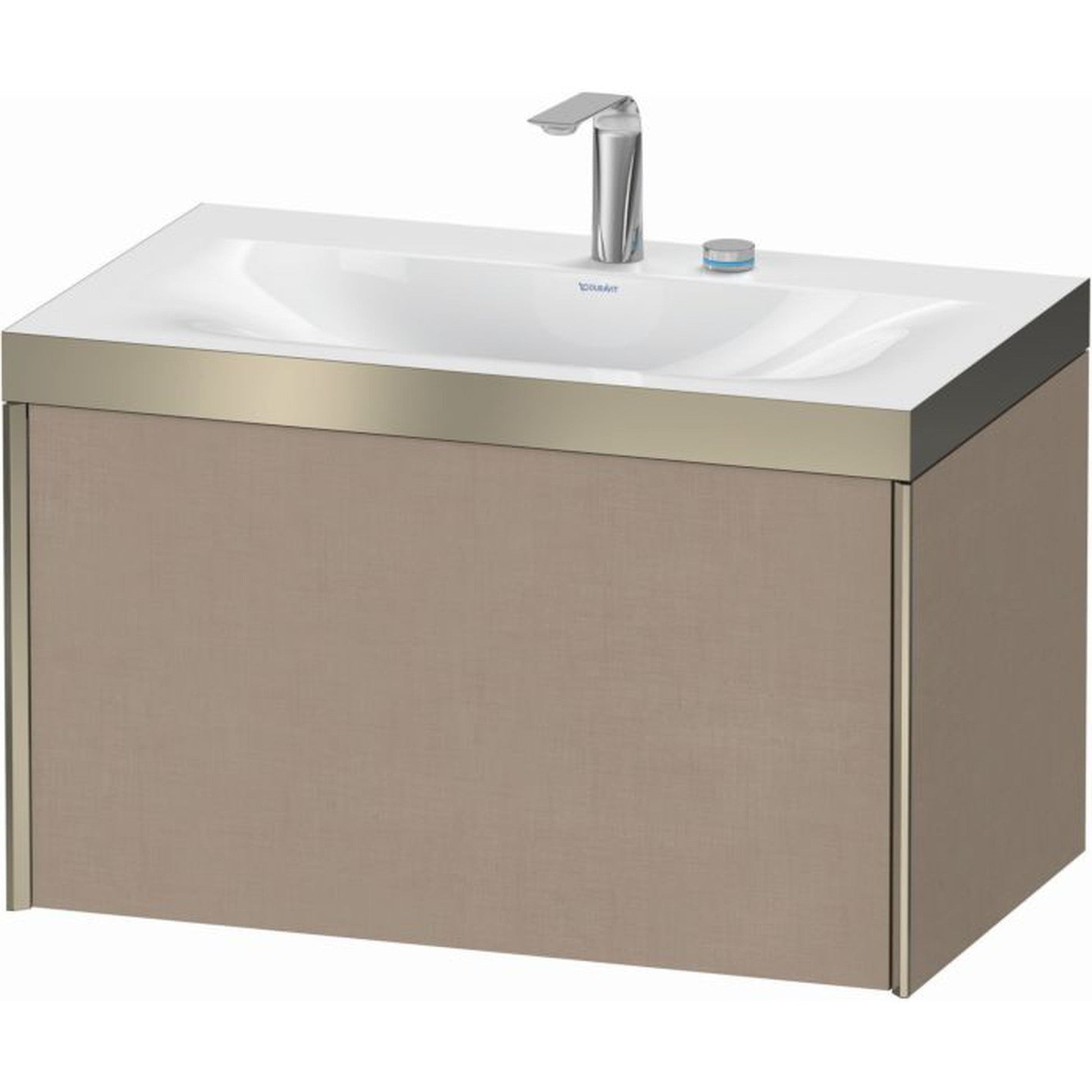 Duravit XViu 31" x 20" x 19" One Drawer C-Bonded Wall-Mount Vanity Kit With Two Tap Holes, Linen (XV4610EB175P)