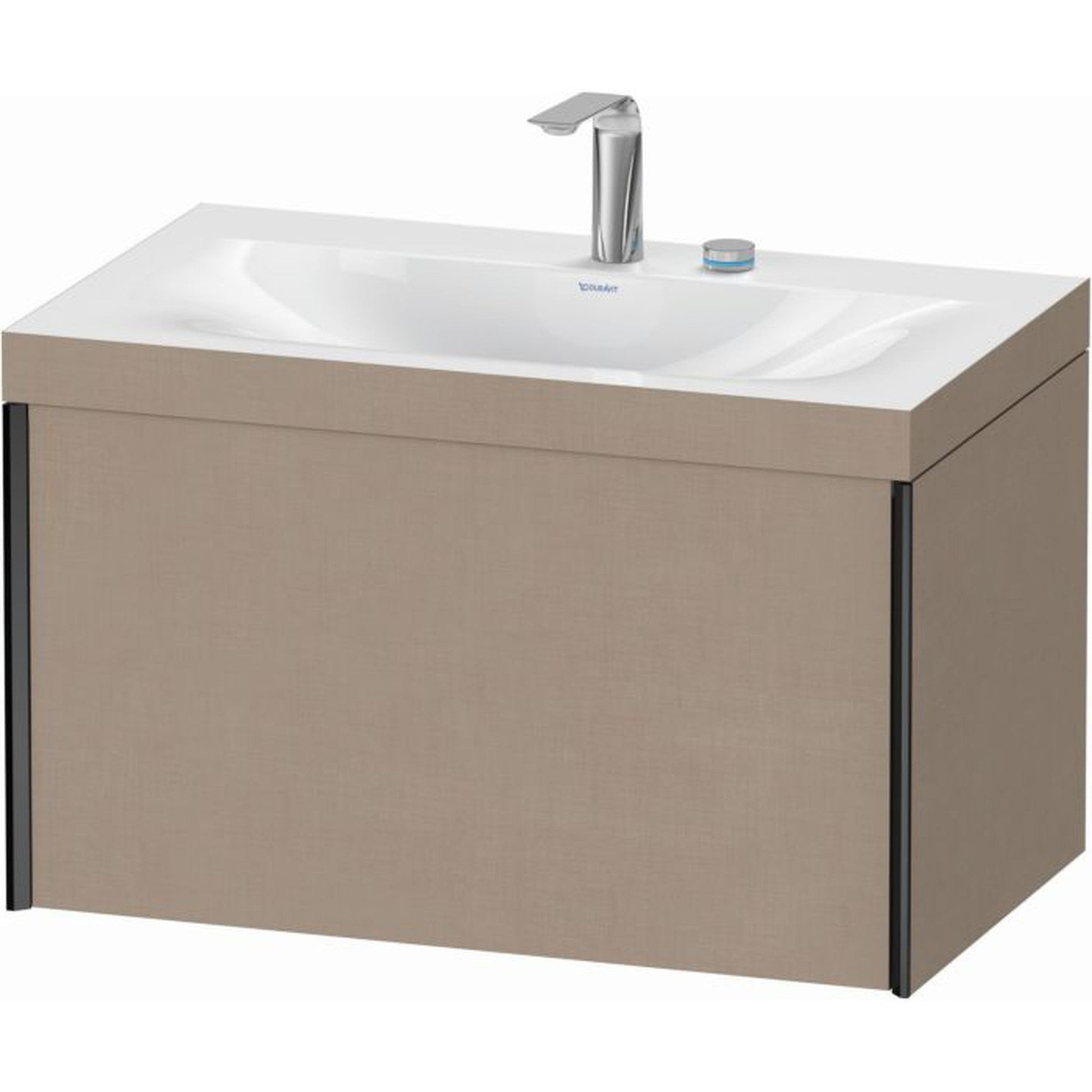 Duravit XViu 31" x 20" x 19" One Drawer C-Bonded Wall-Mount Vanity Kit With Two Tap Holes, Linen (XV4610EB275C)