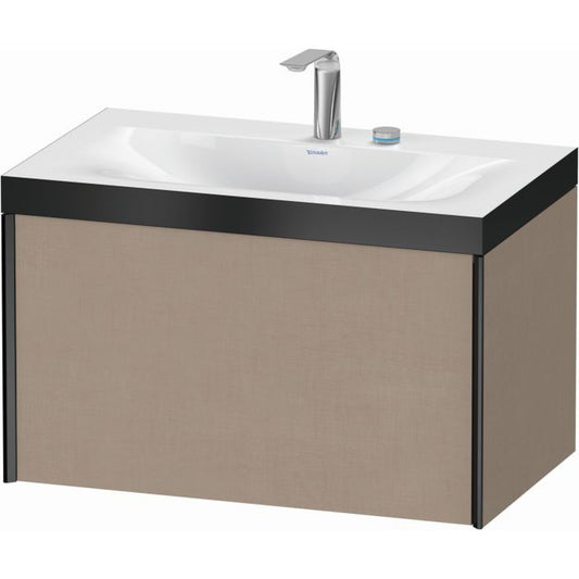 Duravit XViu 31" x 20" x 19" One Drawer C-Bonded Wall-Mount Vanity Kit With Two Tap Holes, Linen (XV4610EB275P)