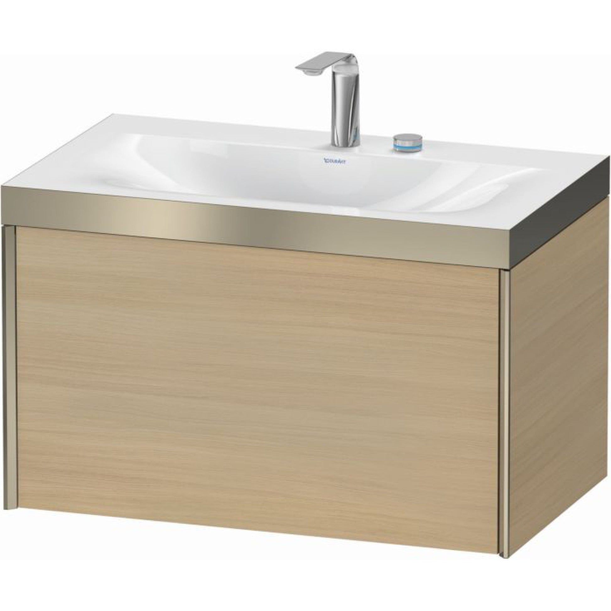 Duravit XViu 31" x 20" x 19" One Drawer C-Bonded Wall-Mount Vanity Kit With Two Tap Holes, Mediterranean Oak (XV4610EB171P)