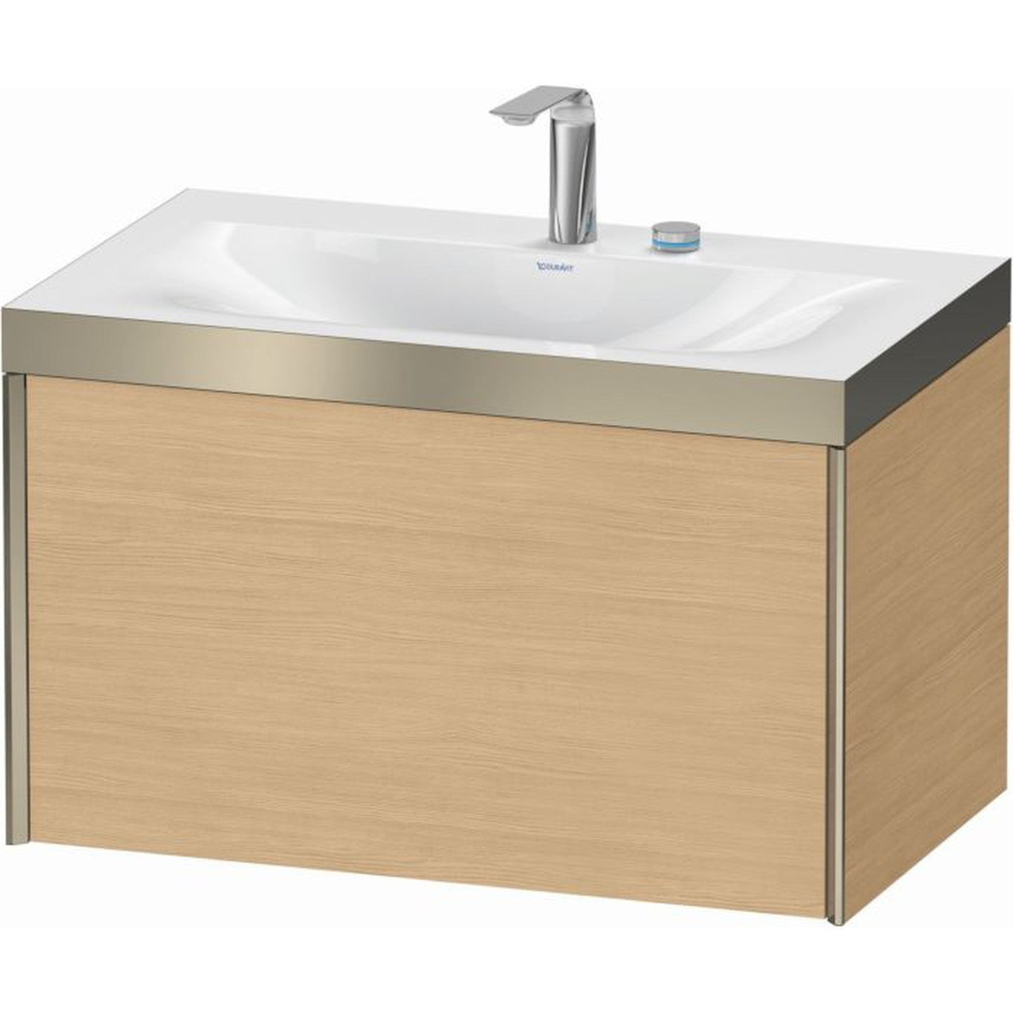 Duravit XViu 31" x 20" x 19" One Drawer C-Bonded Wall-Mount Vanity Kit With Two Tap Holes, Natural Oak (XV4610EB130P)