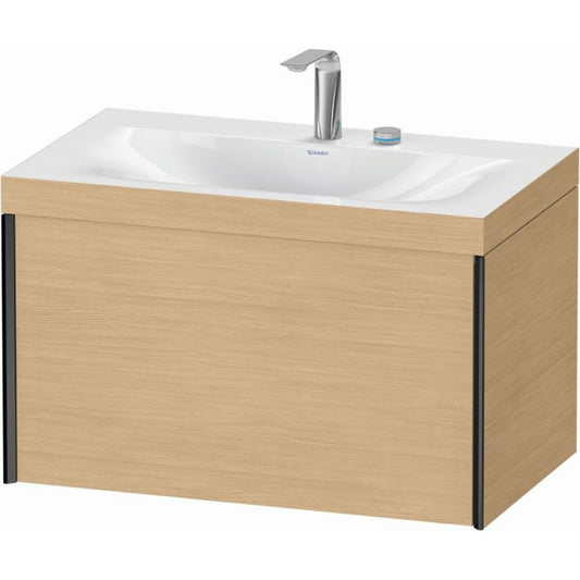 Duravit XViu 31" x 20" x 19" One Drawer C-Bonded Wall-Mount Vanity Kit With Two Tap Holes, Natural Oak (XV4610EB230C)