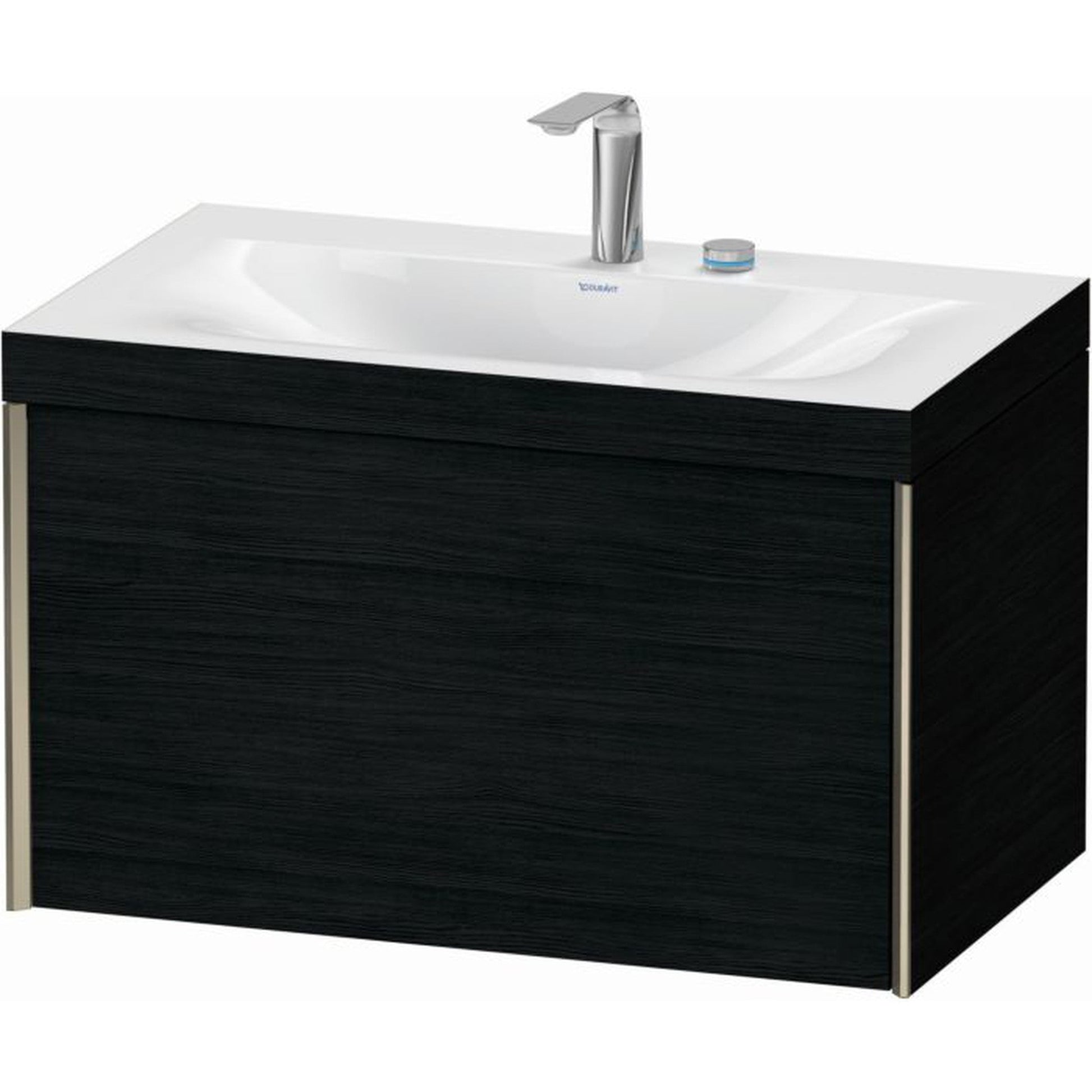 Duravit XViu 31" x 20" x 19" One Drawer C-Bonded Wall-Mount Vanity Kit With Two Tap Holes, Oak Black (XV4610EB116C)