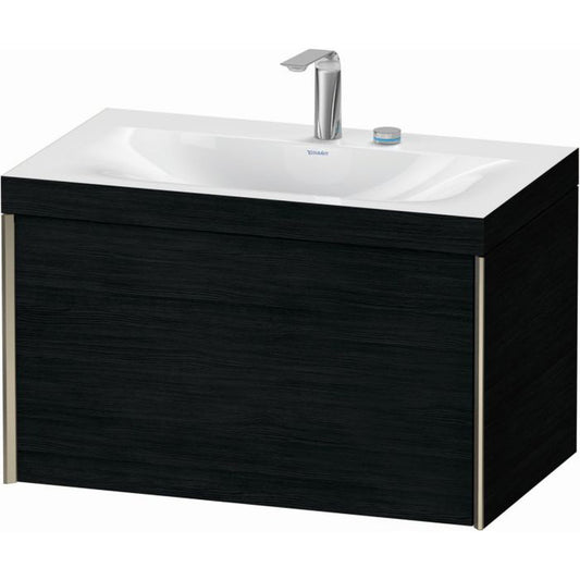 Duravit XViu 31" x 20" x 19" One Drawer C-Bonded Wall-Mount Vanity Kit With Two Tap Holes, Oak Black (XV4610EB116C)