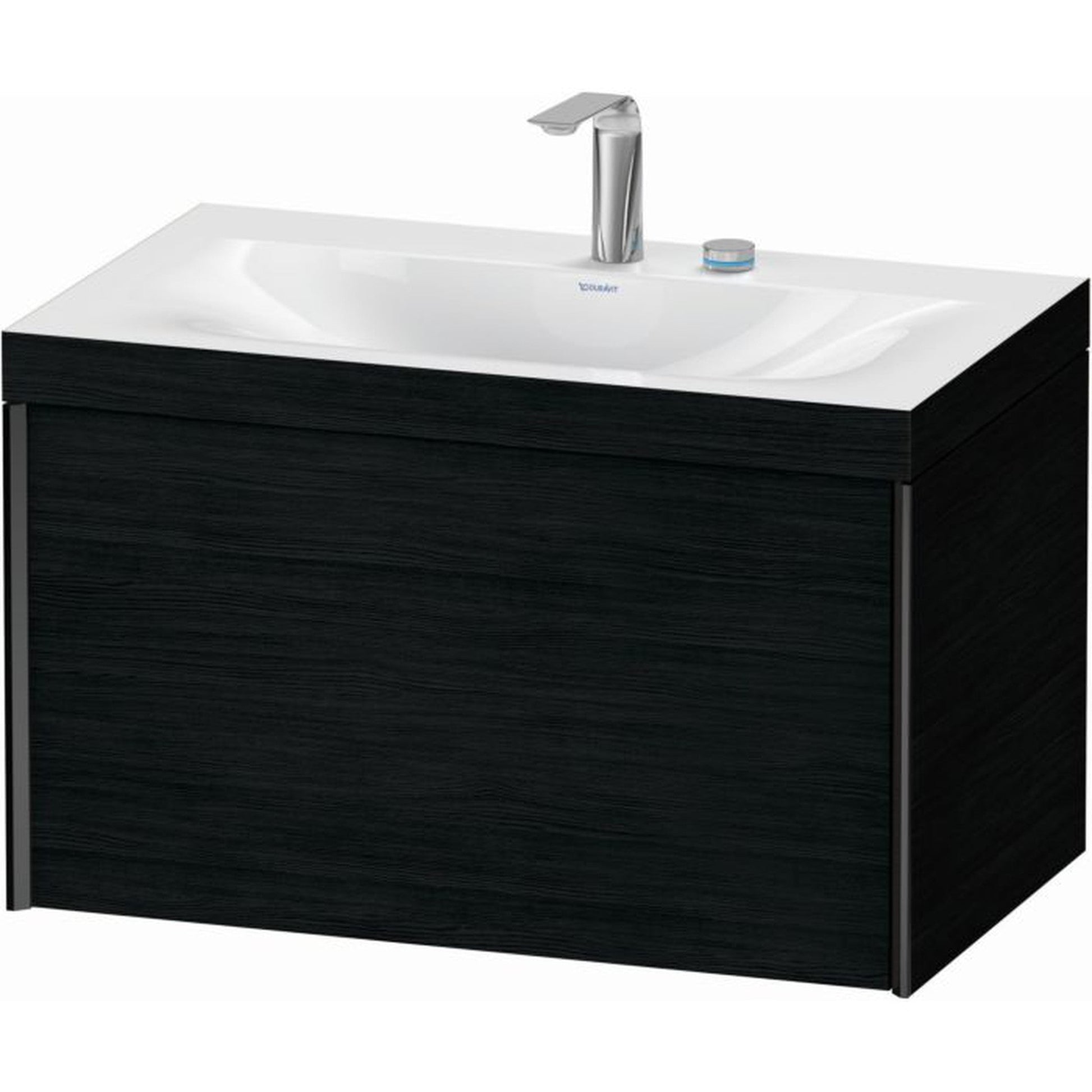 Duravit XViu 31" x 20" x 19" One Drawer C-Bonded Wall-Mount Vanity Kit With Two Tap Holes, Oak Black (XV4610EB216C)