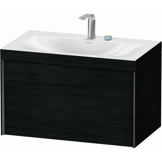 Duravit XViu 31" x 20" x 19" One Drawer C-Bonded Wall-Mount Vanity Kit With Two Tap Holes, Oak Black (XV4610EB216C)
