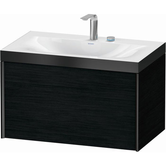 Duravit XViu 31" x 20" x 19" One Drawer C-Bonded Wall-Mount Vanity Kit With Two Tap Holes, Oak Black (XV4610EB216P)