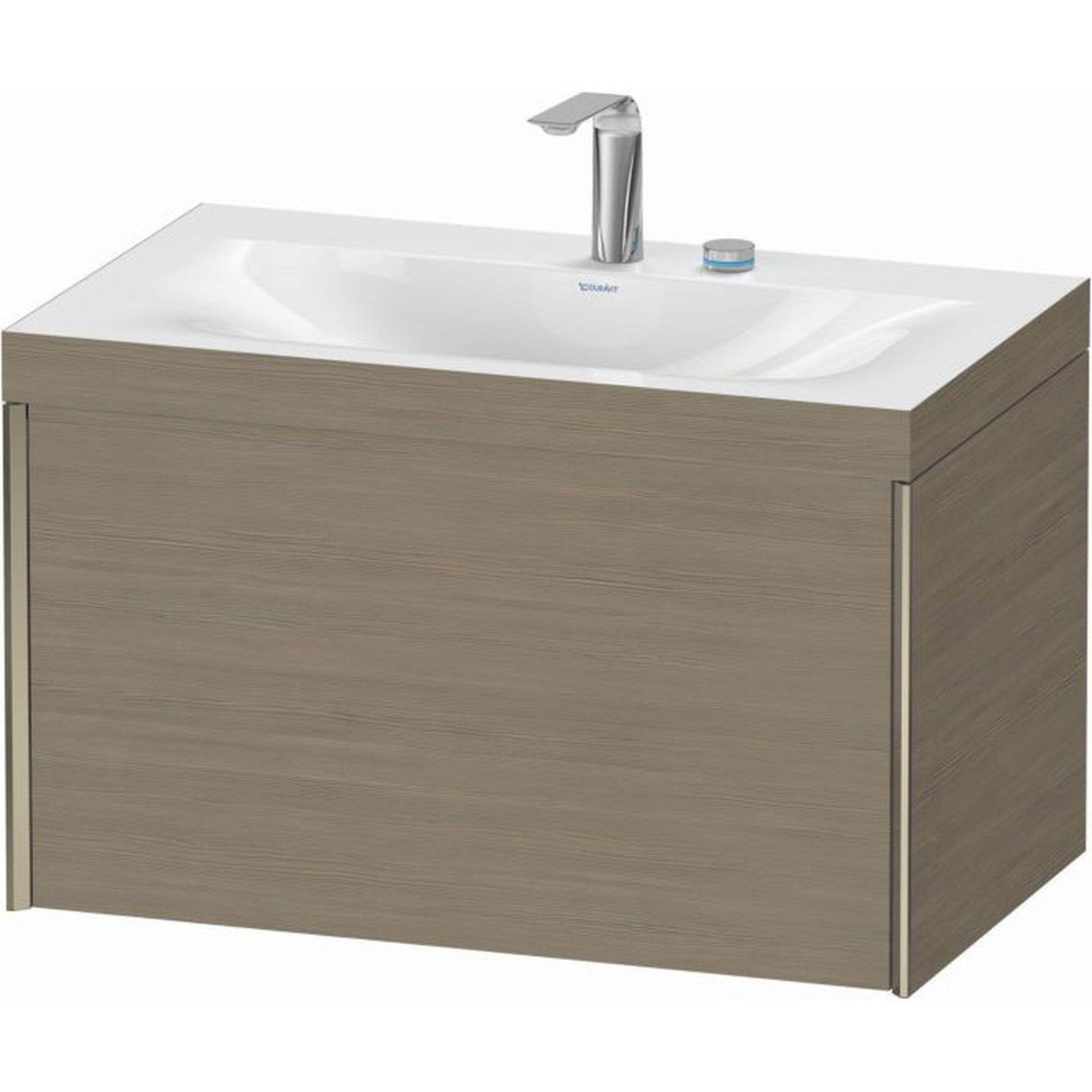 Duravit XViu 31" x 20" x 19" One Drawer C-Bonded Wall-Mount Vanity Kit With Two Tap Holes, Oak Terra (XV4610EB135C)