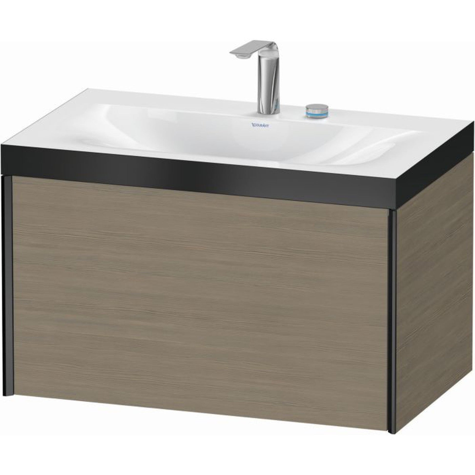 Duravit XViu 31" x 20" x 19" One Drawer C-Bonded Wall-Mount Vanity Kit With Two Tap Holes, Oak Terra (XV4610EB235P)