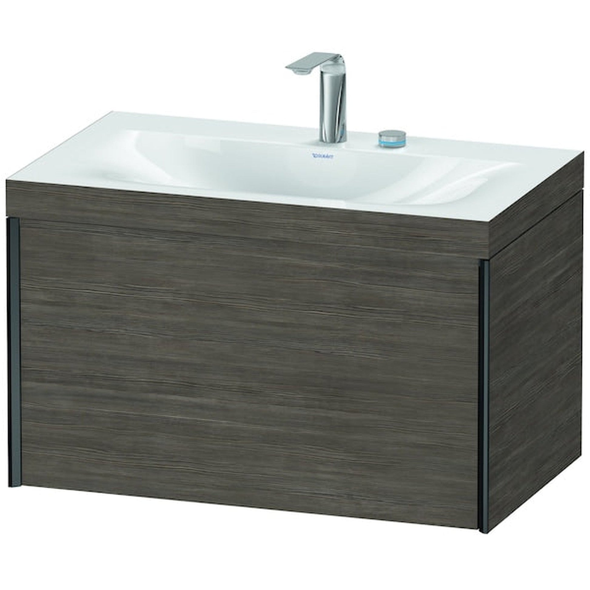 Duravit XViu 31" x 20" x 19" One Drawer C-Bonded Wall-Mount Vanity Kit With Two Tap Holes, Pine Terra (XV4610EB251C)