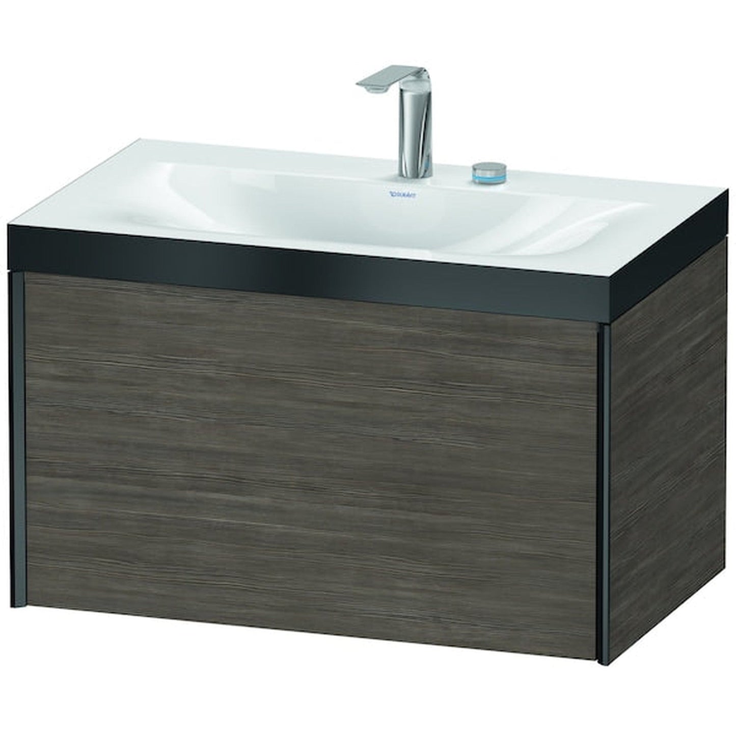 Duravit XViu 31" x 20" x 19" One Drawer C-Bonded Wall-Mount Vanity Kit With Two Tap Holes, Pine Terra (XV4610EB251P)
