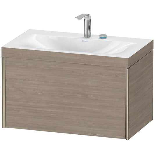 Duravit XViu 31" x 20" x 19" One Drawer C-Bonded Wall-Mount Vanity Kit With Two Tap Holes, Silver Pine (XV4610EB131C)