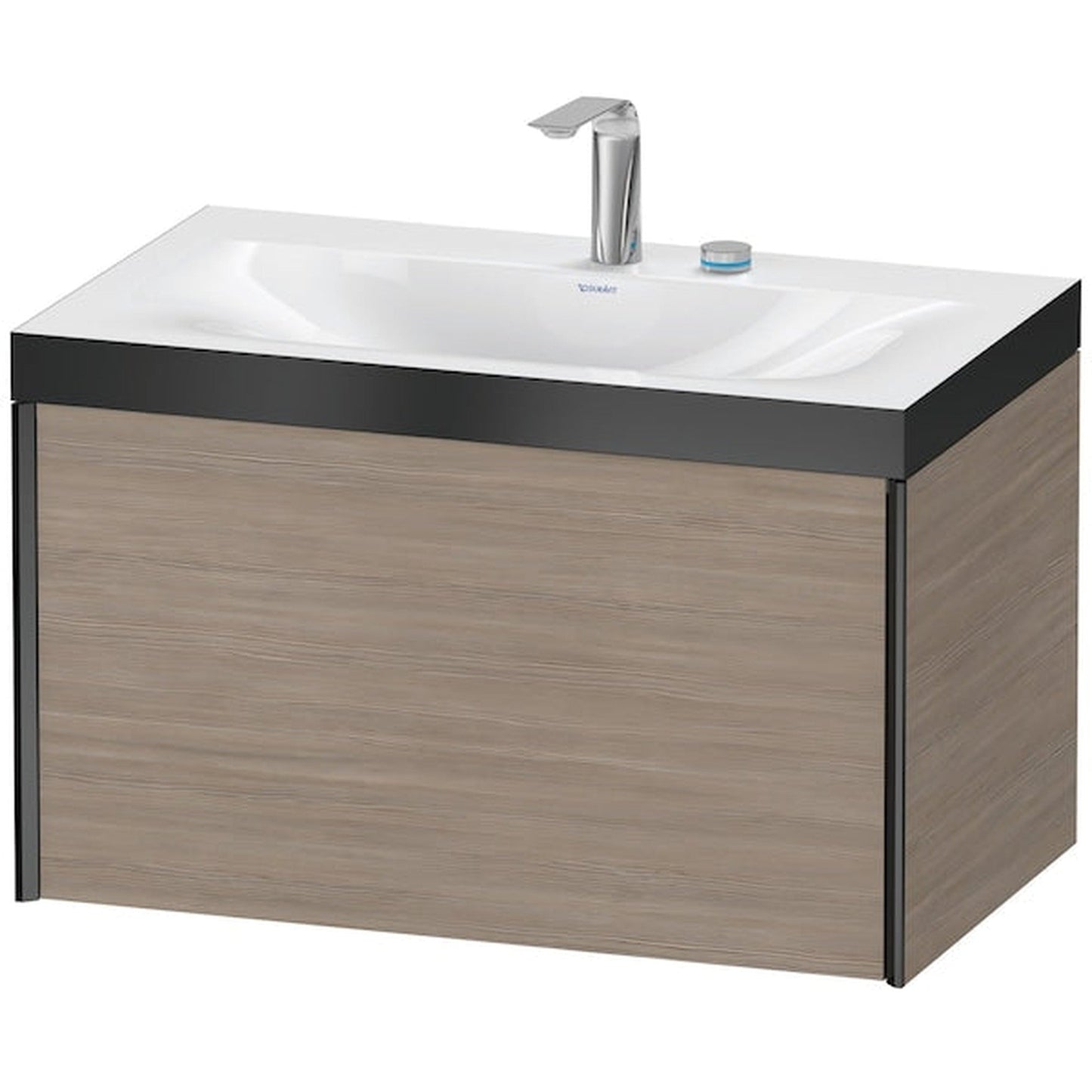Duravit XViu 31" x 20" x 19" One Drawer C-Bonded Wall-Mount Vanity Kit With Two Tap Holes, Silver Pine (XV4610EB231P)