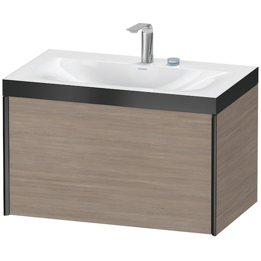 Duravit XViu 31" x 20" x 19" One Drawer C-Bonded Wall-Mount Vanity Kit With Two Tap Holes, Silver Pine (XV4610EB231P)