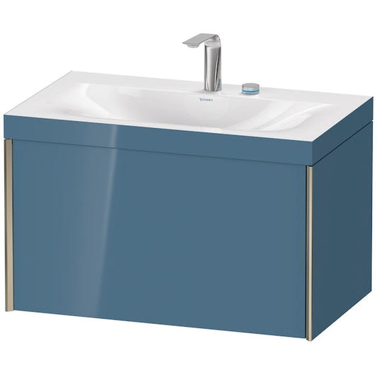 Duravit XViu 31" x 20" x 19" One Drawer C-Bonded Wall-Mount Vanity Kit With Two Tap Holes, Stone Blue (XV4610EB147C)