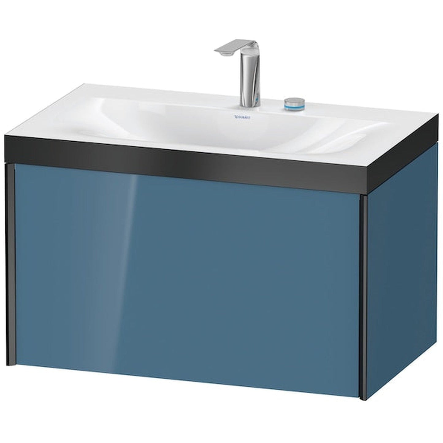 Duravit XViu 31" x 20" x 19" One Drawer C-Bonded Wall-Mount Vanity Kit With Two Tap Holes, Stone Blue (XV4610EB247P)