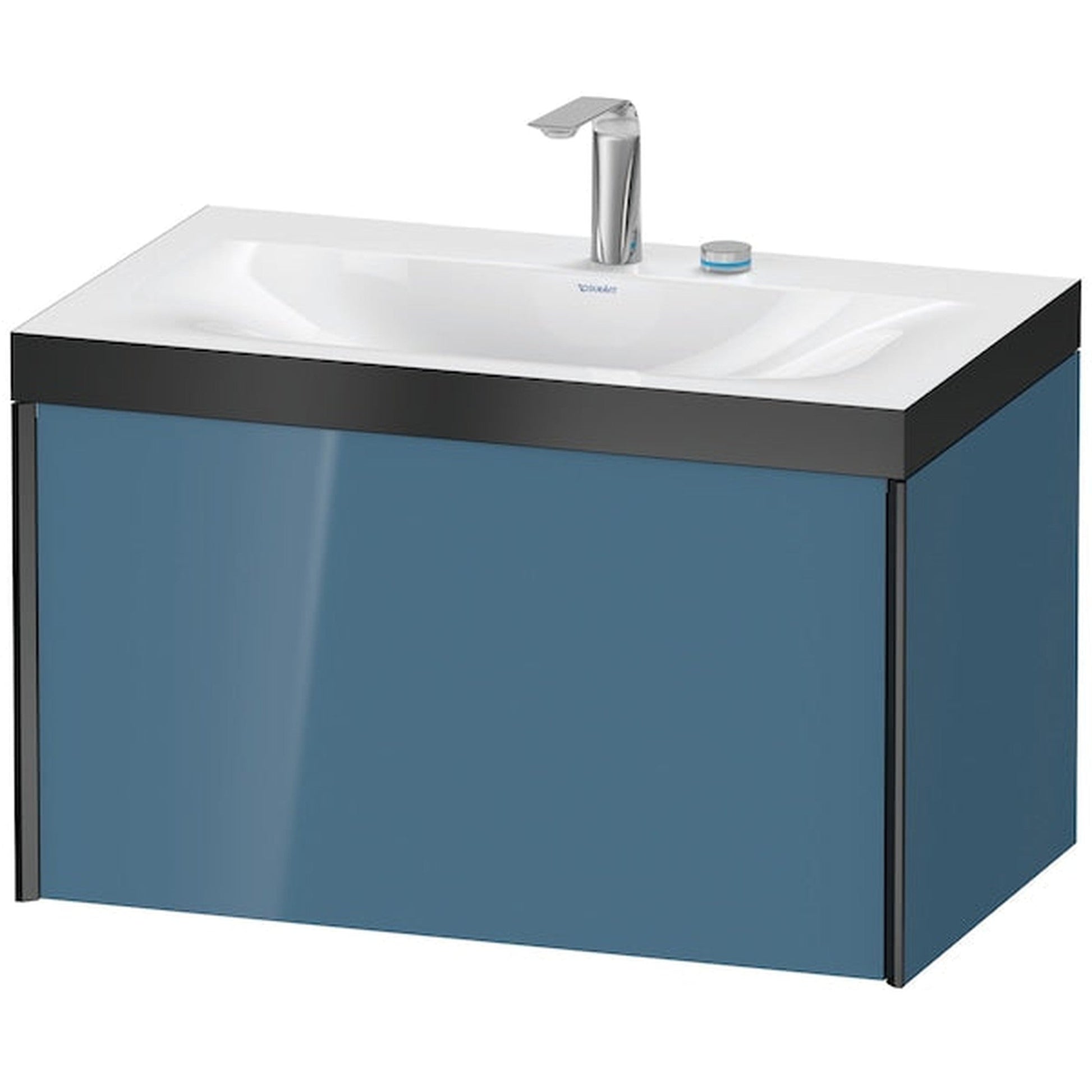 Duravit XViu 31" x 20" x 19" One Drawer C-Bonded Wall-Mount Vanity Kit With Two Tap Holes, Stone Blue (XV4610EB247P)