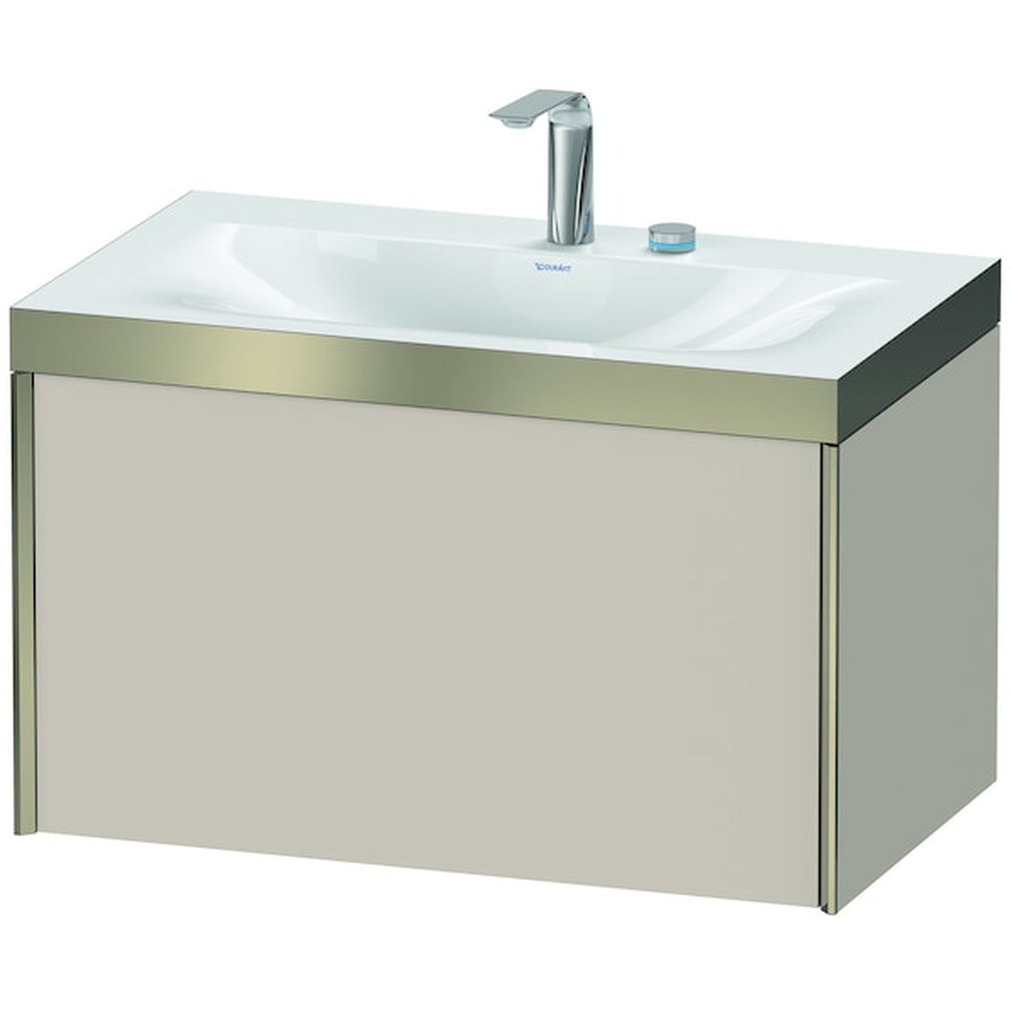 Duravit XViu 31" x 20" x 19" One Drawer C-Bonded Wall-Mount Vanity Kit With Two Tap Holes, Taupe (XV4610EB191P)