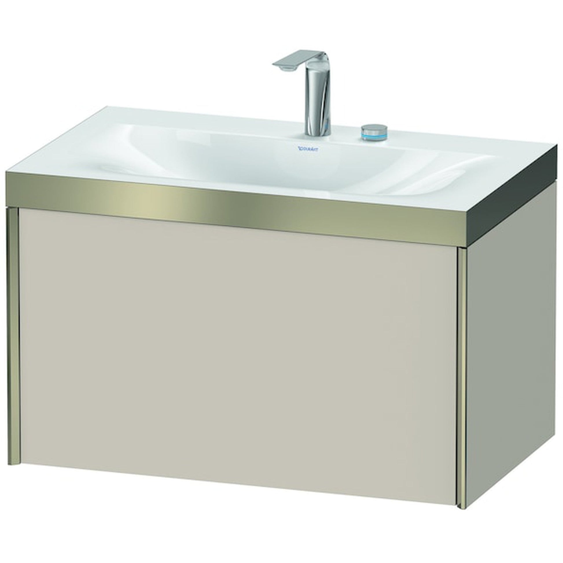 Duravit XViu 31" x 20" x 19" One Drawer C-Bonded Wall-Mount Vanity Kit With Two Tap Holes, Taupe (XV4610EB191P)