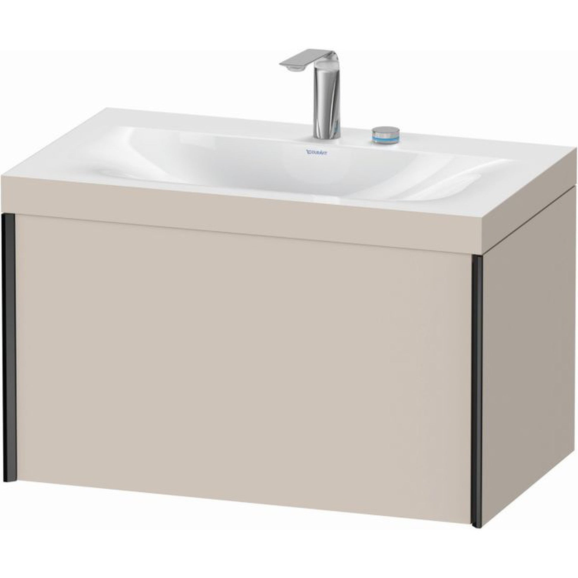 Duravit XViu 31" x 20" x 19" One Drawer C-Bonded Wall-Mount Vanity Kit With Two Tap Holes, Taupe (XV4610EB291C)