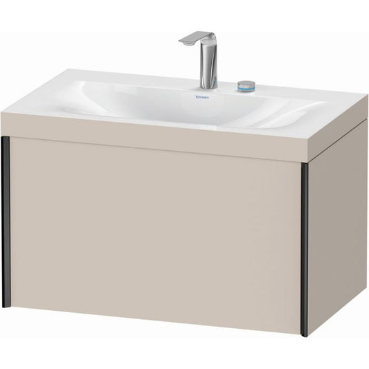 Duravit XViu 31" x 20" x 19" One Drawer C-Bonded Wall-Mount Vanity Kit With Two Tap Holes, Taupe (XV4610EB291C)