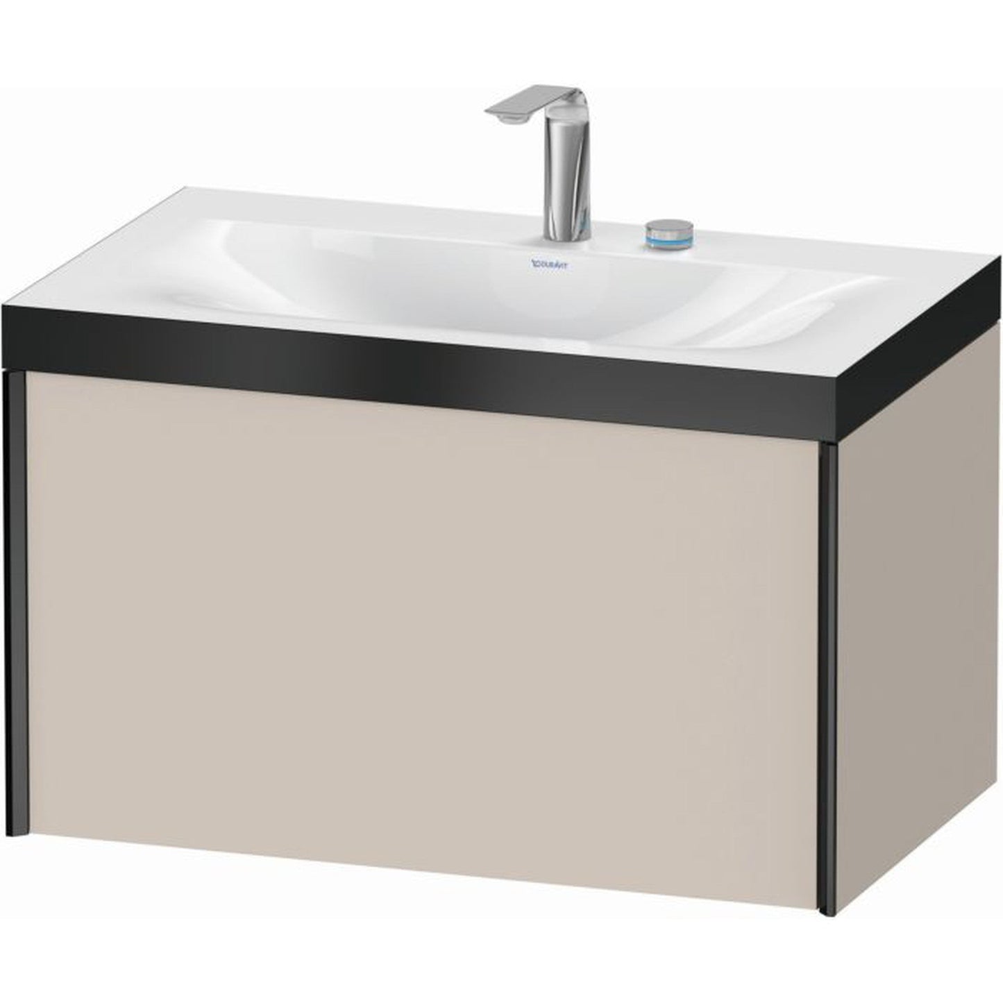 Duravit XViu 31" x 20" x 19" One Drawer C-Bonded Wall-Mount Vanity Kit With Two Tap Holes, Taupe (XV4610EB291P)