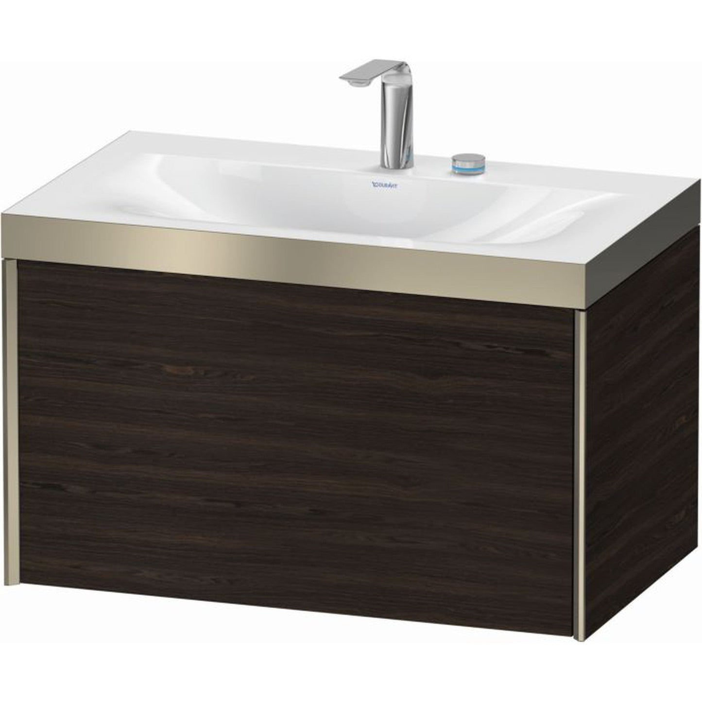 Duravit XViu 31" x 20" x 19" One Drawer C-Bonded Wall-Mount Vanity Kit With Two Tap Holes, Walnut Brushed (XV4610EB169P)