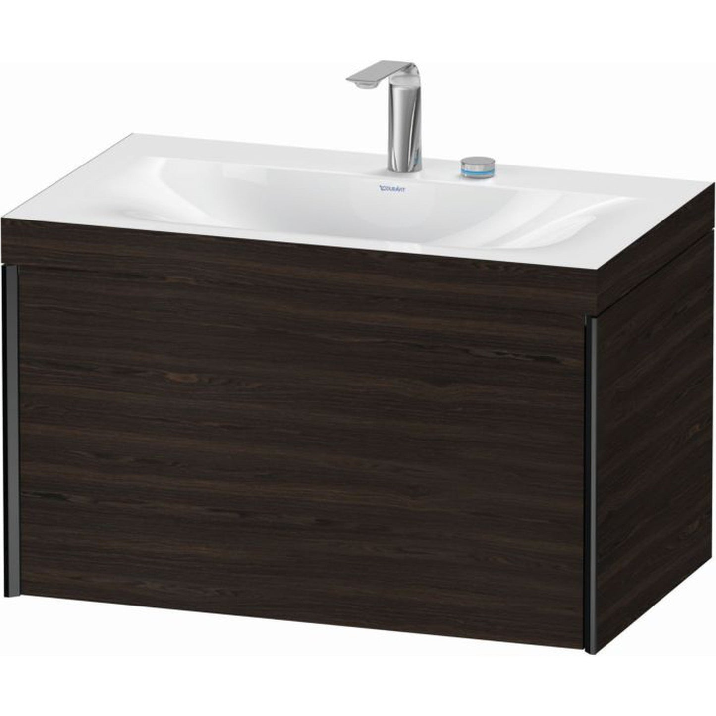 Duravit XViu 31" x 20" x 19" One Drawer C-Bonded Wall-Mount Vanity Kit With Two Tap Holes, Walnut Brushed (XV4610EB269C)