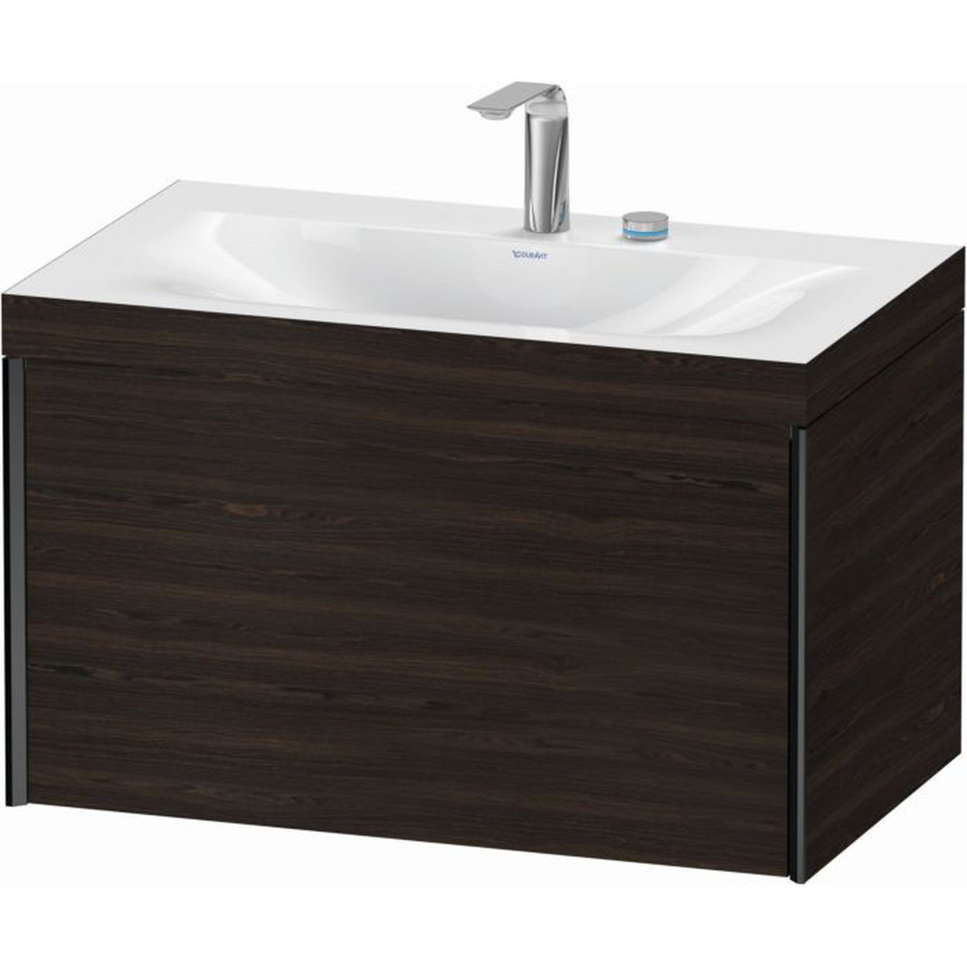 Duravit XViu 31" x 20" x 19" One Drawer C-Bonded Wall-Mount Vanity Kit With Two Tap Holes, Walnut Brushed (XV4610EB269C)