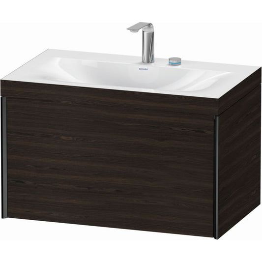 Duravit XViu 31" x 20" x 19" One Drawer C-Bonded Wall-Mount Vanity Kit With Two Tap Holes, Walnut Brushed (XV4610EB269C)