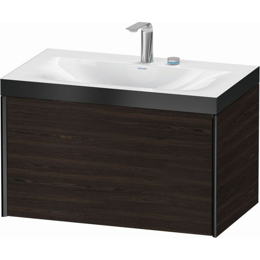 Duravit XViu 31" x 20" x 19" One Drawer C-Bonded Wall-Mount Vanity Kit With Two Tap Holes, Walnut Brushed (XV4610EB269P)