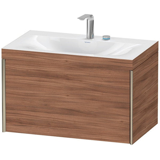 Duravit XViu 31" x 20" x 19" One Drawer C-Bonded Wall-Mount Vanity Kit With Two Tap Holes, Walnut (XV4610EB179C)
