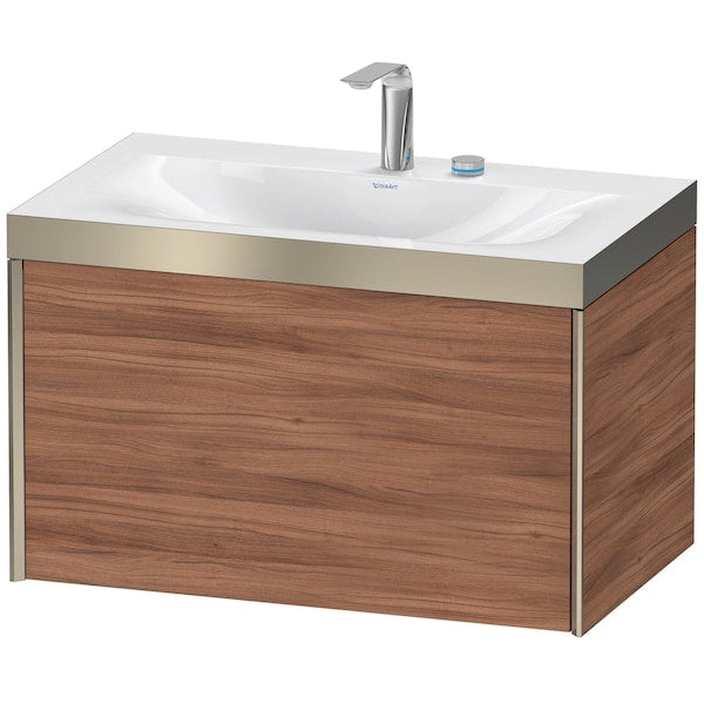 Duravit XViu 31" x 20" x 19" One Drawer C-Bonded Wall-Mount Vanity Kit With Two Tap Holes, Walnut (XV4610EB179P)