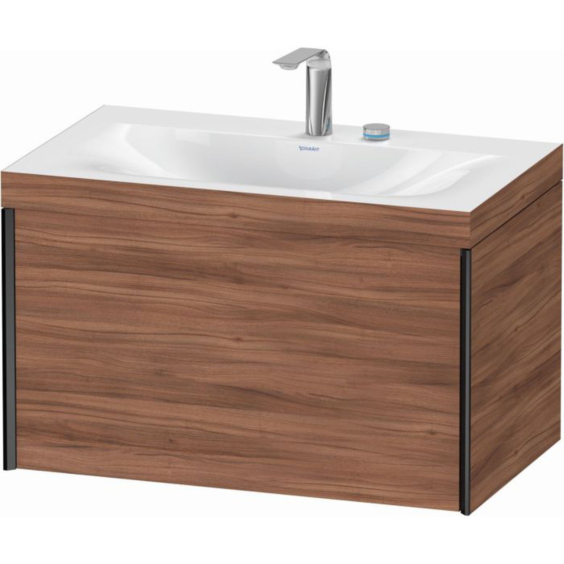 Duravit XViu 31" x 20" x 19" One Drawer C-Bonded Wall-Mount Vanity Kit With Two Tap Holes, Walnut (XV4610EB279C)