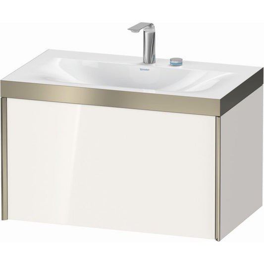 Duravit XViu 31" x 20" x 19" One Drawer C-Bonded Wall-Mount Vanity Kit With Two Tap Holes, White (XV4610EB122P)