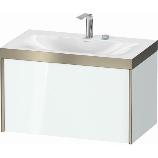 Duravit XViu 31" x 20" x 19" One Drawer C-Bonded Wall-Mount Vanity Kit With Two Tap Holes, White (XV4610EB185P)